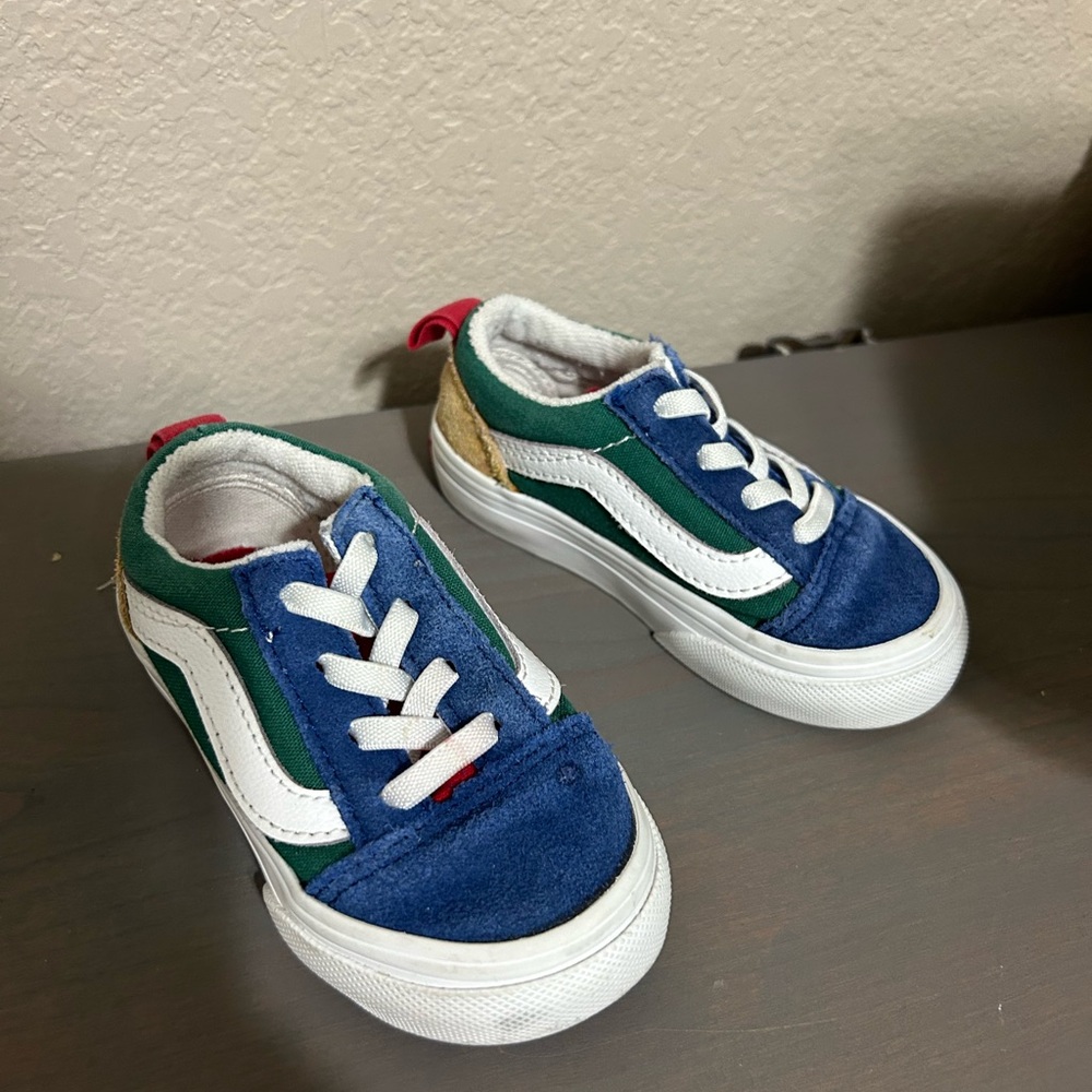 Vans Kids Sneakers in Blue, Green, and White